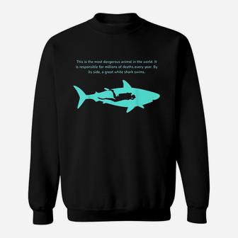 Dangerous Animal Diver Great White Shark Sweatshirt | Crazezy