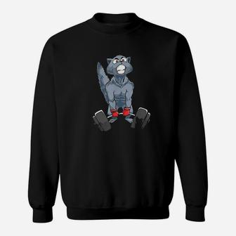 Deadlifting Cat Weightlifters Gym Workout Sweatshirt | Crazezy AU