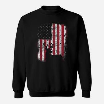 Deer Hunting Gift For Men American Flag Sweatshirt | Crazezy AU