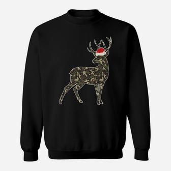 Deer Lover Christmas Camouflage Santa Hat Xmas Gift Sweatshirt | Crazezy