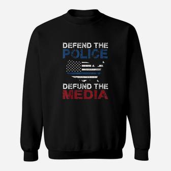 Defend The Police Defund The Media American Flag Usa Sweatshirt - Thegiftio UK