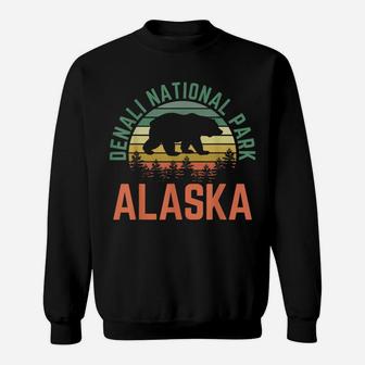 Denali National Park Alaska Bear Hiking Nature Retro Sunset Sweatshirt | Crazezy
