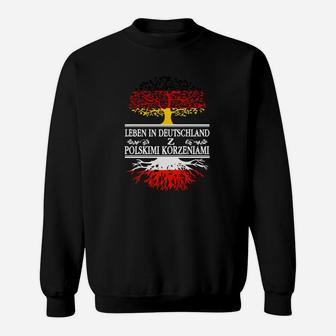 Deutsch-Polnische Wurzeln Schwarzes Sweatshirt, Kulturelles Motiv Design - Seseable