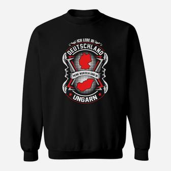 Deutschland Ungarn Freundschafts-Sweatshirt, Schwarz-Rotes Wappendesign - Seseable