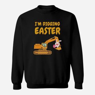Digging Easter Construction Excavator Novelty Sweatshirt - Thegiftio UK