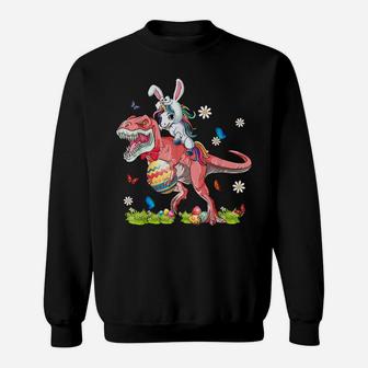 Dinosaur Easter Day Unicorn Riding T-Rex Bunny Costume Gift Sweatshirt | Crazezy
