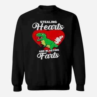 Dinosaurs Stealing Hearts And Blasting Farts Valentines Day Sweatshirt - Monsterry CA