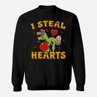 Dinosaurs T Rex I Steal Hearts Valentines Day Sweatshirt - Monsterry AU