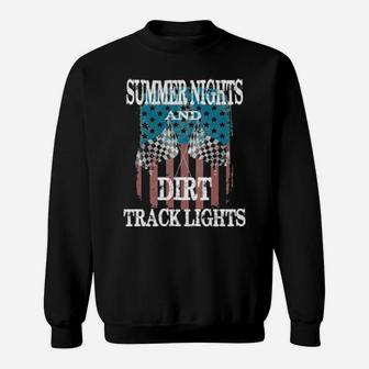 Dirt Track Racing Summer Nights Dirt Track Lights Sweatshirt - Monsterry