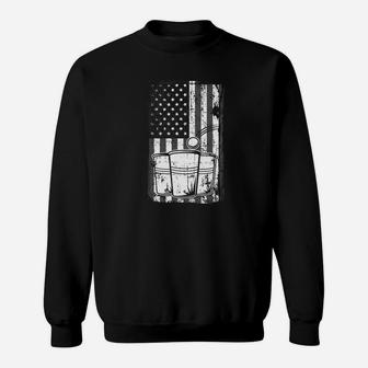 Distressed American Flag Beer Pong Party Gift Premium Sweatshirt - Thegiftio UK