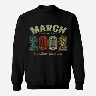 Distressed March 2002 19Th Birthday Retro 19 Years Old Sweatshirt - Monsterry