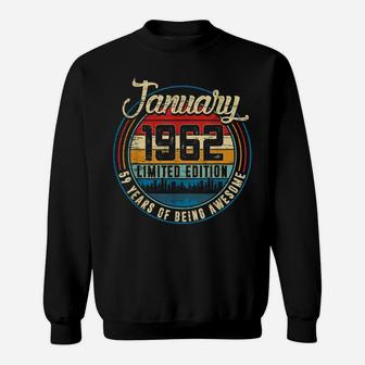 Distressed Retro January 1962 59Th Birthday Gift 59 Yrs Old Sweatshirt | Crazezy