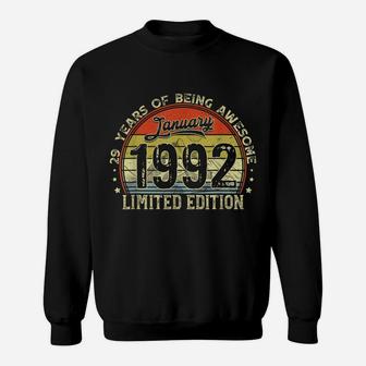 Distressed Retro January 1992 29Th Birthday Gift 29 Yrs Old Sweatshirt | Crazezy