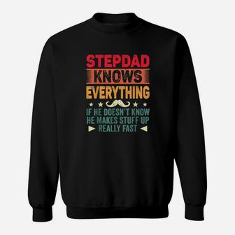 Distressed Stepdad Know Everything Fathers Day Sweatshirt - Monsterry UK