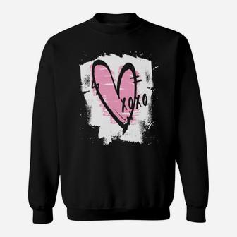 Distressed Xoxo Pink Heart Sweatshirt - Monsterry