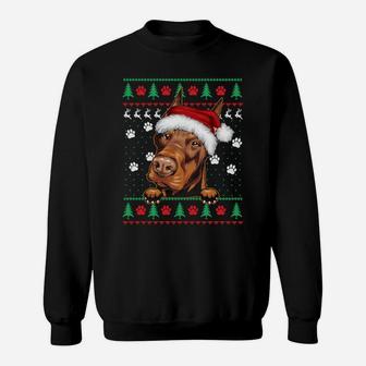 Doberman Christmas Ugly Sweater Funny Dog Lover Xmas Sweatshirt Sweatshirt | Crazezy