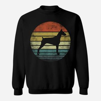 Doberman Lover Owner Gifts Retro Sunset Dog Silhouette Dad Sweatshirt | Crazezy