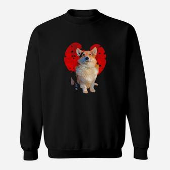 Dog Corgi Lover Clouds Red Heart Funny Dog Lover Valentines Day Gift Dog Lover Sweatshirt - Monsterry UK