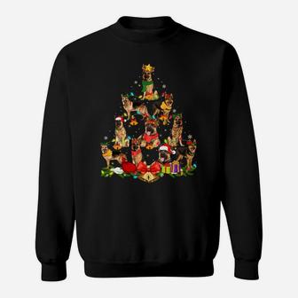 Dog Lover Gifts German Shepherd Tree Christmas Light Sweatshirt Sweatshirt | Crazezy AU