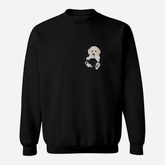 Dog Lovers Gifts White Poodle In Pocket Funny Dog Face Sweatshirt | Crazezy CA