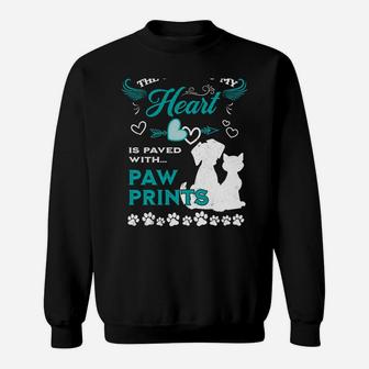 Dog Lovers The Road To My Heart Is Paved With Paw Prints Cat Sweatshirt | Crazezy