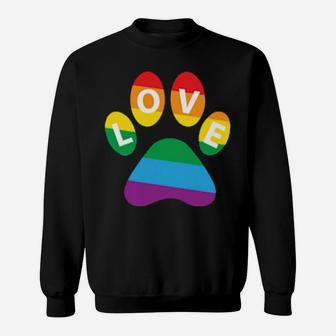 Dog Paw Lgbt Supporter Rainbow Paw Print Lgbt Pride Sweatshirt - Monsterry AU