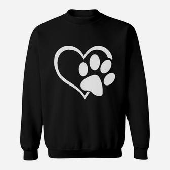 Dog Paw Love Heart Print Sweatshirt | Crazezy