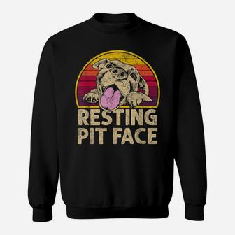 Dog Pitbull Resting Pit Face Funny Gift For Pitbull Lovers Sweatshirt | Crazezy