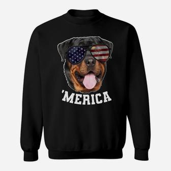 Dog Rottweiler American Flag Sunglasses 4Th Of July 'Merica Sweatshirt | Crazezy