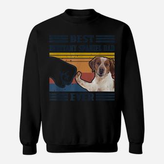 Dog Vintage Best Brittany Spaniel Dad Ever Father's Day Sweatshirt | Crazezy