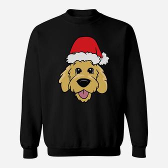 Doodle Dog Christmas Goldendoodle With Santa Hat Sweatshirt | Crazezy UK