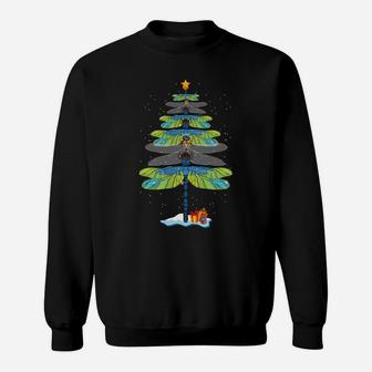 Dragonfly Christmas Tree Christmas Spirit Animal Funny Sweatshirt Sweatshirt | Crazezy