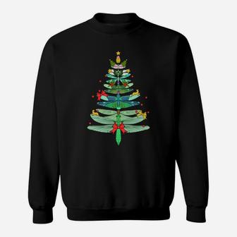 Dragonfly Christmas Tree Shirt Merry Xmas Christmas Tree Sweatshirt Sweatshirt | Crazezy