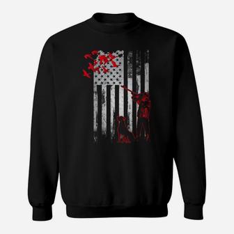 Duck Hunting With Dog Hunters Daddy Gift American Usa Flag Sweatshirt | Crazezy DE