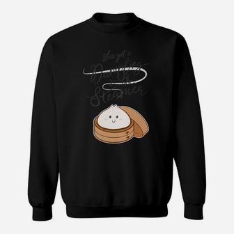 "Dumpling In The Steamer" Funny Cute Pregnancy Announcement Sweatshirt | Crazezy