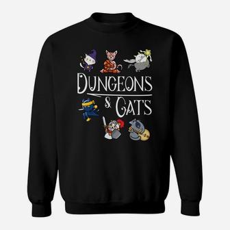Dungeons And Cats Funny Dragon Cat Kitten Lover Kitty Gift Sweatshirt | Crazezy