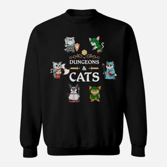 Dungeons And Cats Rpg D20 Anime Dragons Slayer Gamers Gift Sweatshirt | Crazezy