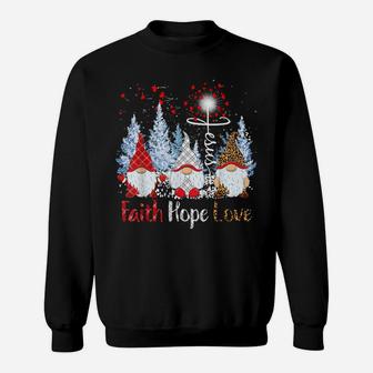 Dy Faith Hope Love Gnome Jesus Dandelion Christmas Tree Sweatshirt | Crazezy