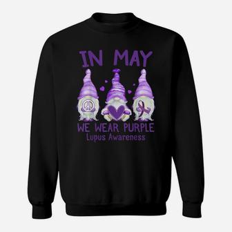Dy In May We Wear Purple Lupus Awareness Month Cute Gnome Sweatshirt | Crazezy DE