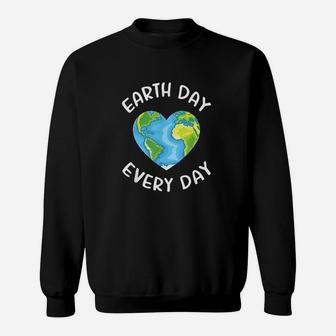 Earth Day Everyday Cute Heart Planet Sweatshirt | Crazezy