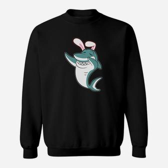 Easter Bunny Dabbing Shark Rabbit Ears Animal Gift Sweatshirt - Thegiftio UK