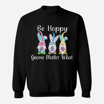 Easter Gnome Be Hoppy Shirt Spring Easter Bunny Pun Women Raglan Baseball Tee Sweatshirt | Crazezy