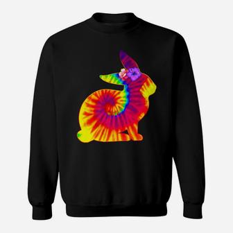 Easter Hippie Bunny Rabbit Tie Dye Print Top For Girls Women Sweatshirt | Crazezy