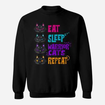 Eat Sleep Cat Warrior Repeat Cat Warrior Love Cats Raglan Baseball Tee Sweatshirt | Crazezy DE