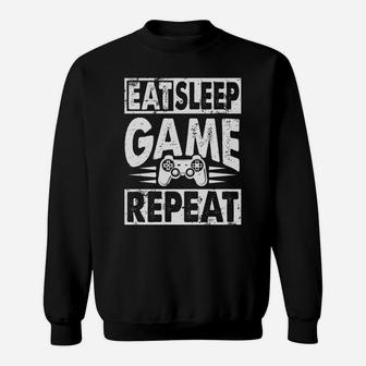 Eat Sleep Game Repeat Christmas Gifts For Boy Girl Gamer Tee Sweatshirt | Crazezy UK