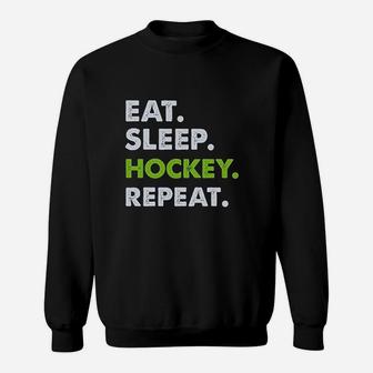 Eat Sleep Hockey Repeat Boys Gift For Hockey Lover Youth Sweatshirt | Crazezy UK