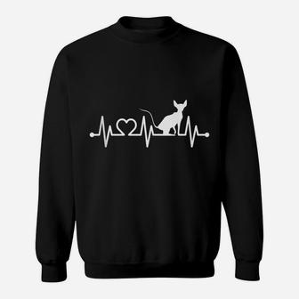 Ecg Heartbeat Pulse Heart Sphynx For Sphinx Cat Owners Sweatshirt | Crazezy