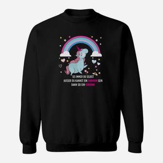 Einhorn Sweatshirt Schwarz mit Regenbogen, Motivations-Spruch - Seseable