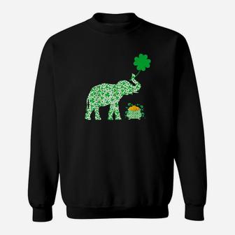 Elephant Irish Shamrock Leaf Elephant St Patrick's Day Sweatshirt - Monsterry