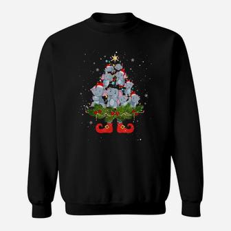 Elephants Christmas Tree Lights Funny Santa Hat Lover Sweatshirt | Crazezy